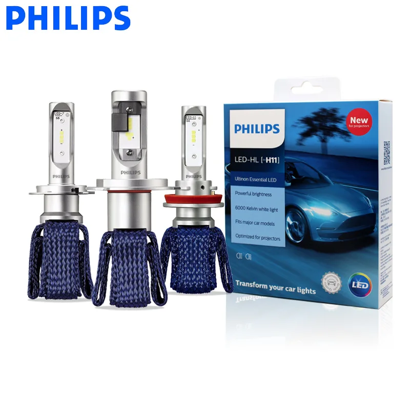 Светодиодные лампы Philips H4 H7 H8 H11 H16 9005 9006 9012 HB3 HB4 H1R2 Ultinon Essential LED Car 6000K для передних