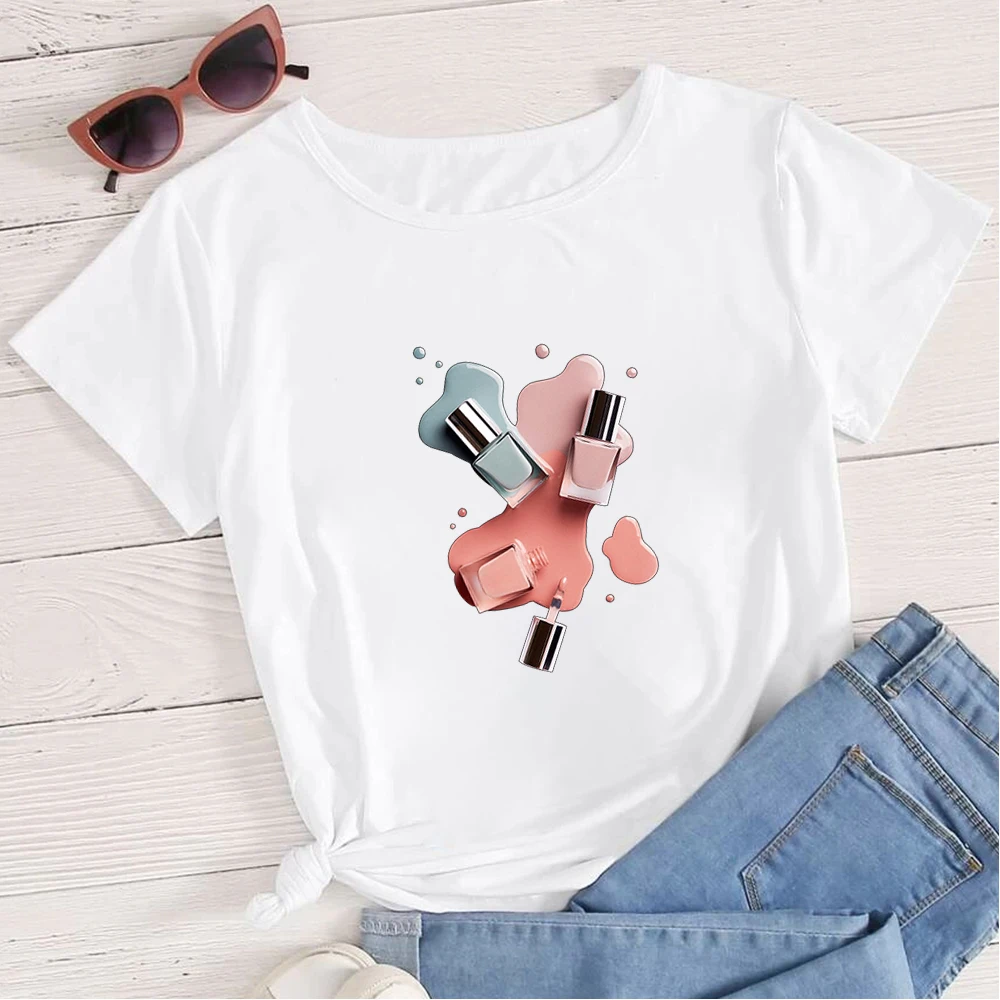 

Summer New Harajuku Makeup Print Female Tshirt Fashion Streetwear Short Sleeve Tops Casual Cheap T Shirt Women Clothing T-shirts