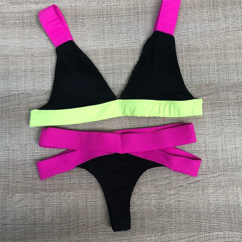 Лоскутный купальный костюм с v образным вырезом женский купальник 2019 летний