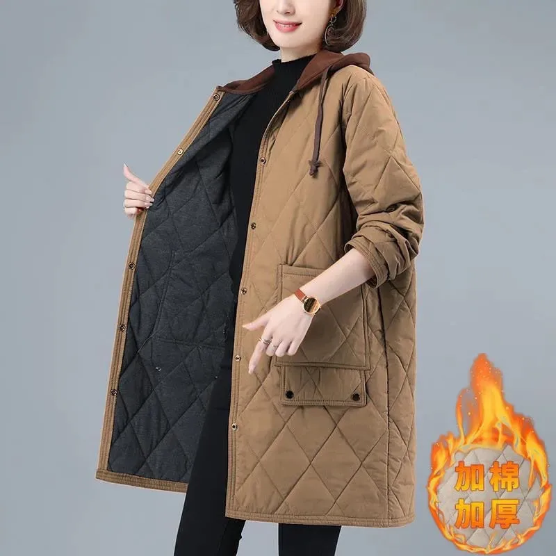 Хлопковые женские пальто зима 2024 новая свободная верхняя одежда повседневная