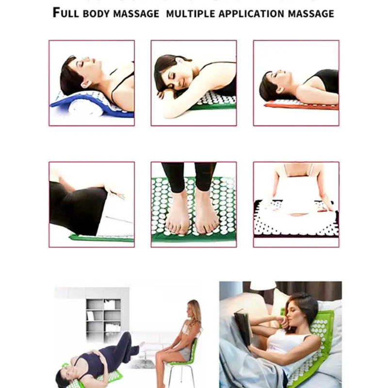

Massager Cushion Massage Yoga Mat Acupressure Mat Relieve Stress Back Pain Spike Mat Acupuncture Spike Needle Mat With Pillow