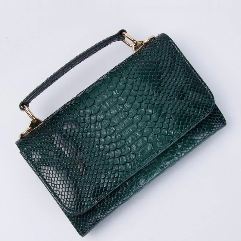 Женская сумка из змеиной кожи питона дизайнерская через плечо с цепочкой 2019|leather