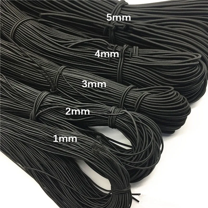 Оптовая продажа 1 мм/2 мм/3 мм белые/черные круглые эластичные резиновые ленты