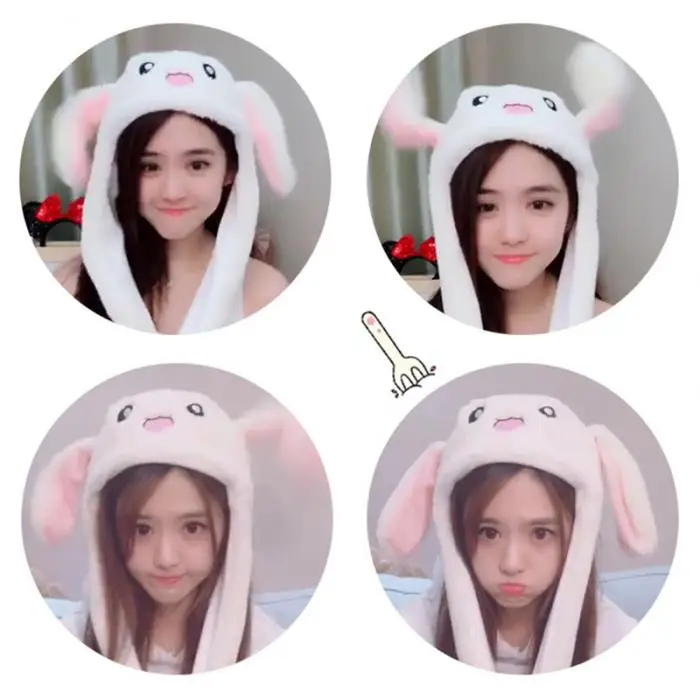 Плюшевая игрушка животное двигающиеся Уши милый Игрушечный Кролик шляпа подушка