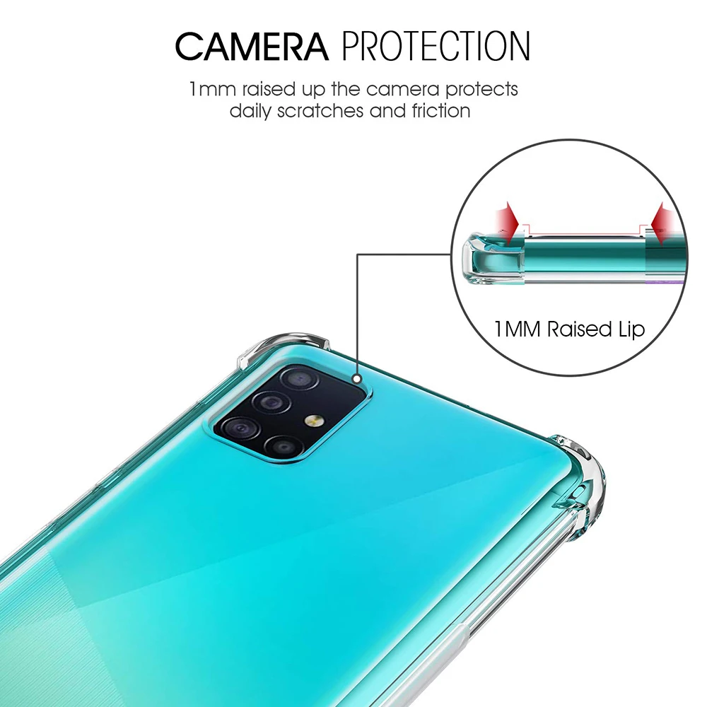 Shockproof Case for Samsung Galaxy A72 A71 A51 A42 A41 A31 A21s A11 M51 M31 M31s M21s M21 M12 M1 5G UW Silicone Back Cover Cases