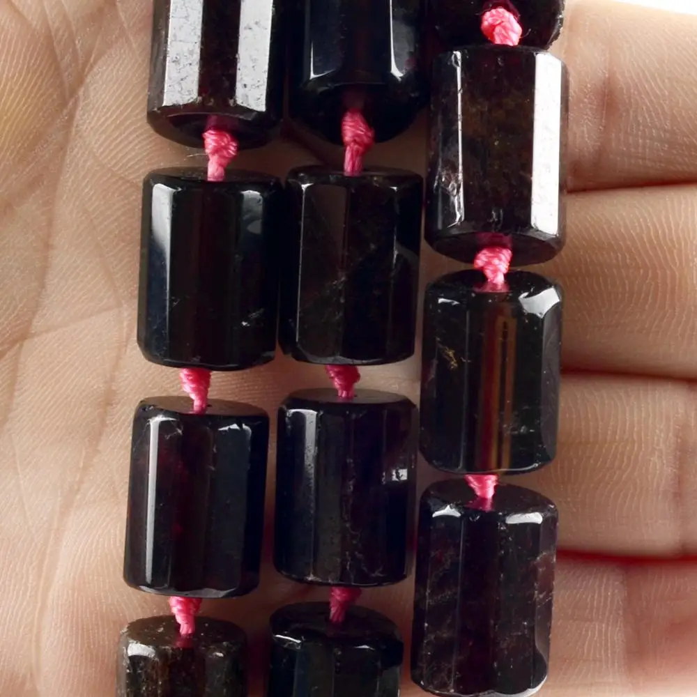 AAA Натуральный Темный красный граненый гранатовый камень бисер трубка Форма