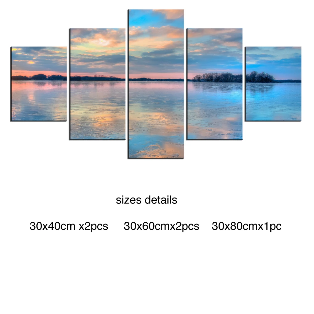 

5 Pieces Panel Modern Canvas blue-orange Painting Wall Art The Picture For Home Decoration print Giclee Artwork For Wall Decor