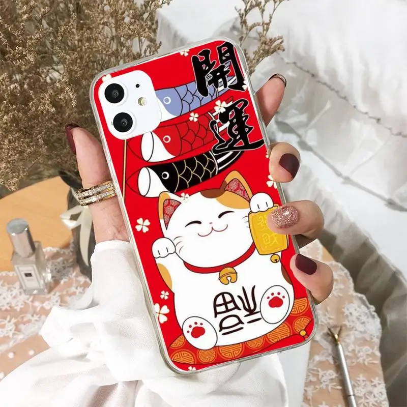 

Lucky Cat Phone Case For iphone 5s 6 7 8 11 12 XSMAX XR pro plus mini se2020 Cover Fundas Coque