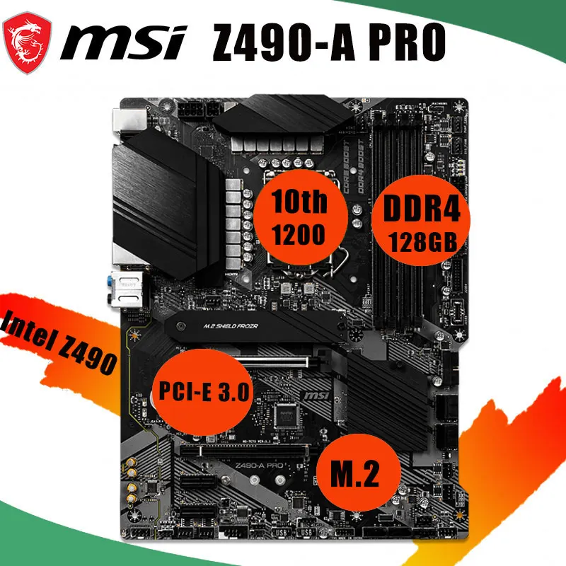 Online MSI Z490-A PRO Motherboard CPU 10th LGA 1200 Buchse DDR4 Speicher 128GB PCI-E 3,0 M.2 USB 3,0 SATA Intel Z490 Placa-Mãe ATX Desktop