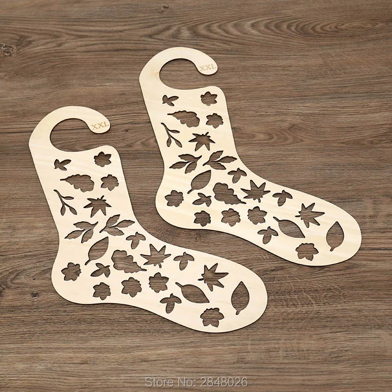 Пользовательские 2 шт деревянные лазерные осенние носки блокаторы 5 размеров