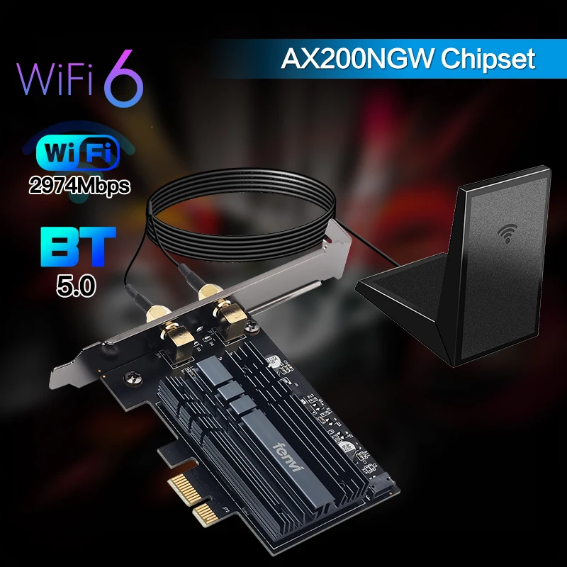 Intel AX200ngw Dual Band 3000 Мбит/с Wi Fi 6 адаптер 802.11AX Bluetooth 5 1 PCIE сетевая карта 2 4G/5G для