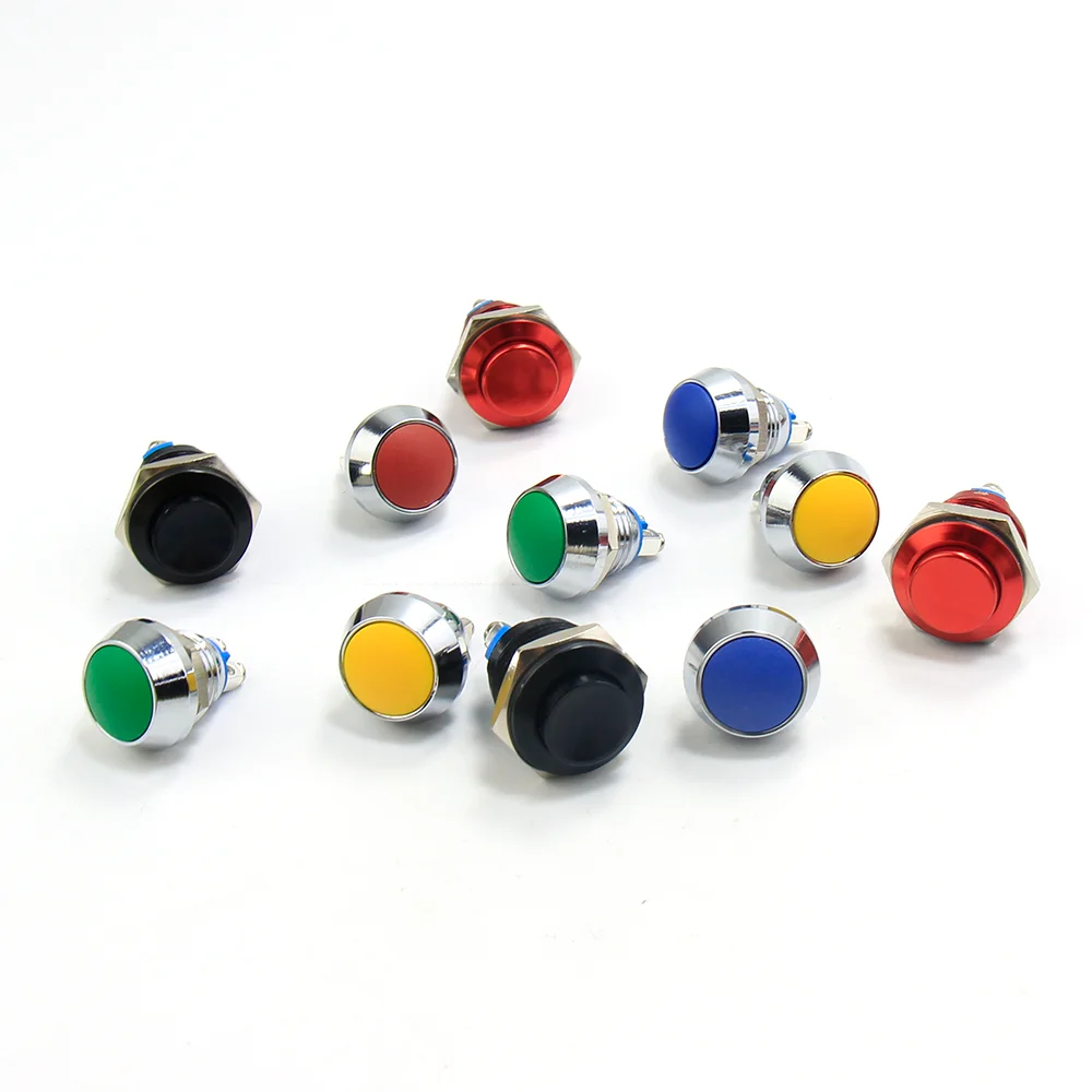

12mm/16mm Set Ball Round Metal Push Button Switch High Head Self-reset/Momentary Stainless Steel ON-OFF For Car Modification