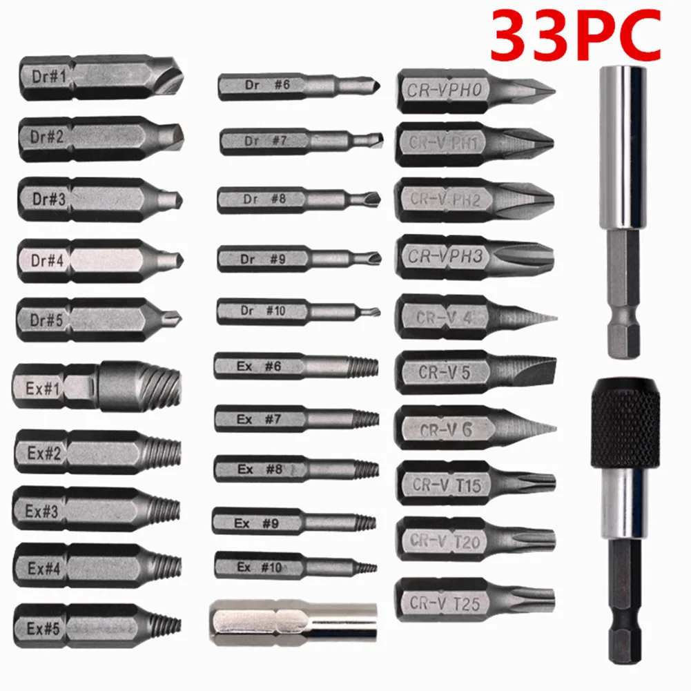 

33Pcs/Set Screw Extractor Broken Bolt Damaged Speed Out Drill Bit Tool