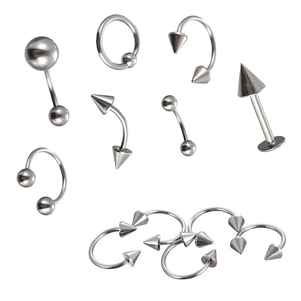 

85Pcs Piercings Body Jewelry Mixed Set Stainless Steel Lip Nail Tongue Ring Crystal Tongue Ring Nail Ear Bone High Quality 2021