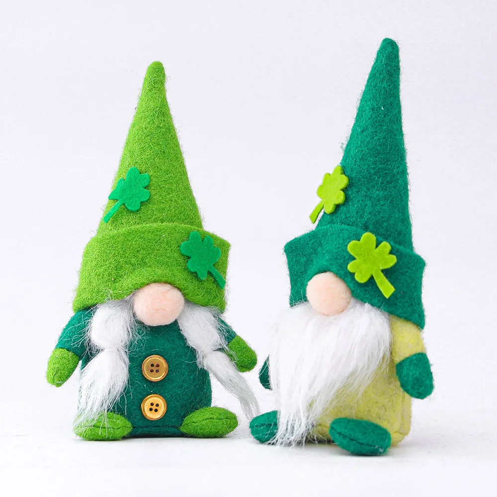 

2PCS St.Patrick's Day Faceless Doll Ornament Decorations Gnome Plush Dolls Party Supplies Holiday Home Decor Gifts Ornaments