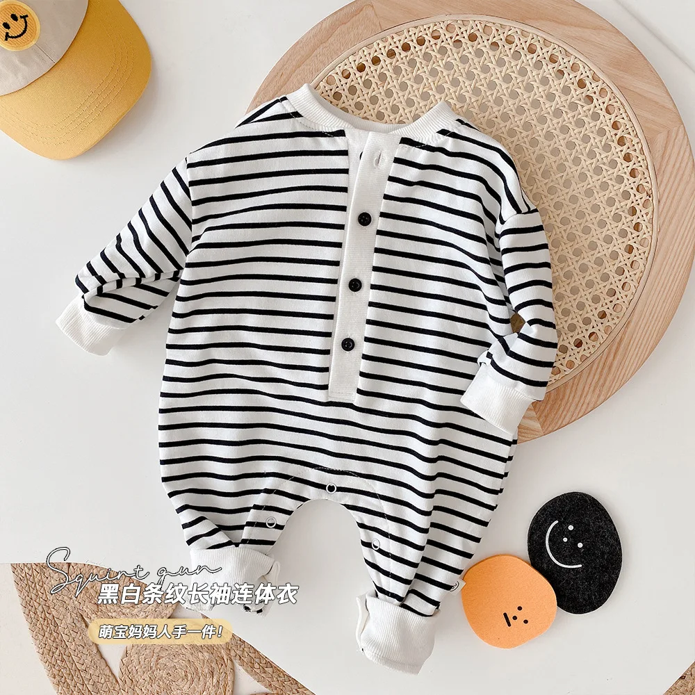 

Ins Korean Baby Onesies 2021 Autumn Cute Male Baby Crawling Clothes Romper Outing Clothes Toddler Infant Kids Jumpsuits 0-2 Year