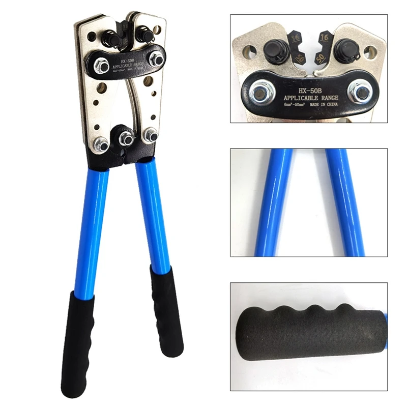 

New HX-50B Battery cable lug crimping tool wire crimper hand ratchet terminal crimp pliers for 6-50mm2 1-10AWG with SC Terminals