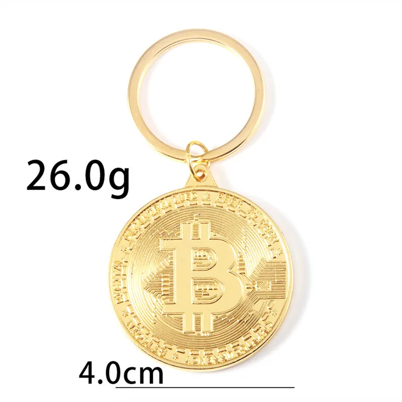 

Stainless Steel Bitcoin Coin Key Chains Car Bag Keyring Pendant Metal Antique Imitation Keyholder Fashion Jewelry Accessories