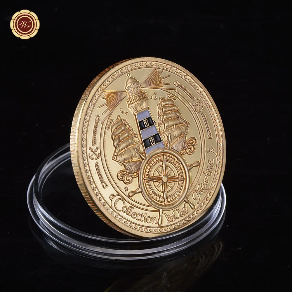 WR Цветная монета позолоченная Бретань морская беговка D'eckmuhl|coin necklaces|challenge coins