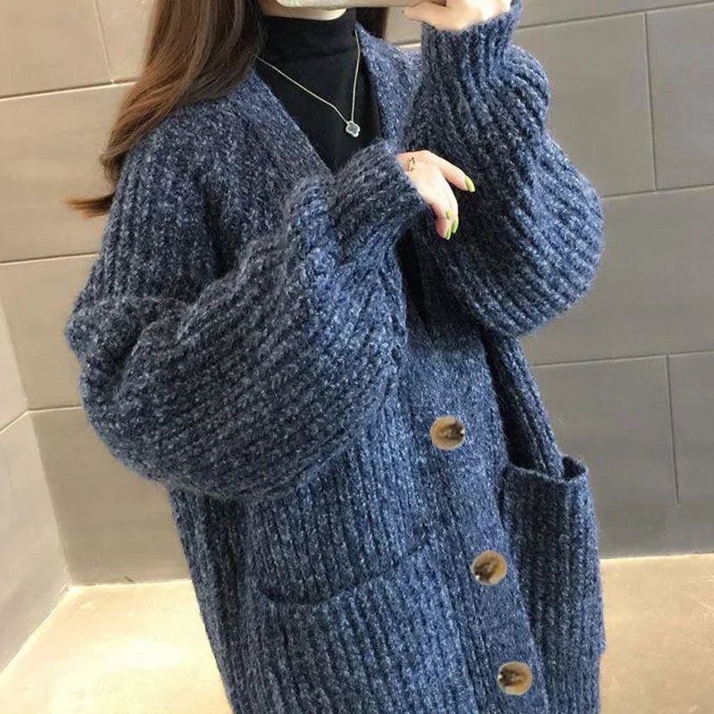Cardigan thick long sweater ladies loose jacket trend Harajuku Korean style Mori girl 2020 new