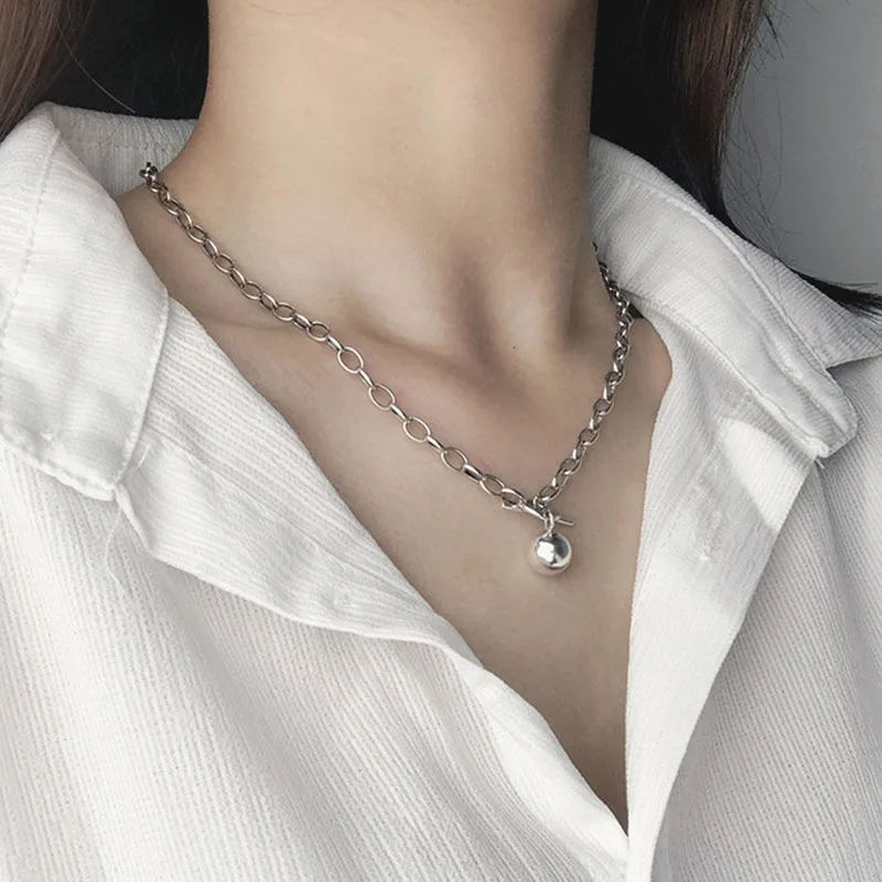 Панк Хип-хоп толстая цепь с шариками кулон ожерелье-чокер для женщин женское