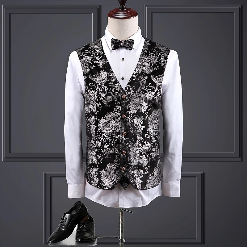 

2020 men's Blazer flower suit formal business dress 3 pieces of large clothing and clothing