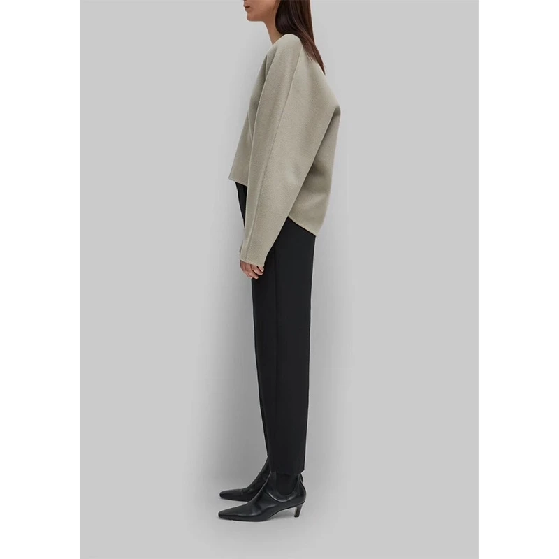 

Nordic Women Pants Style Designer Silhouette High Waist Curved Design Casual Twill Trousers Streetwear