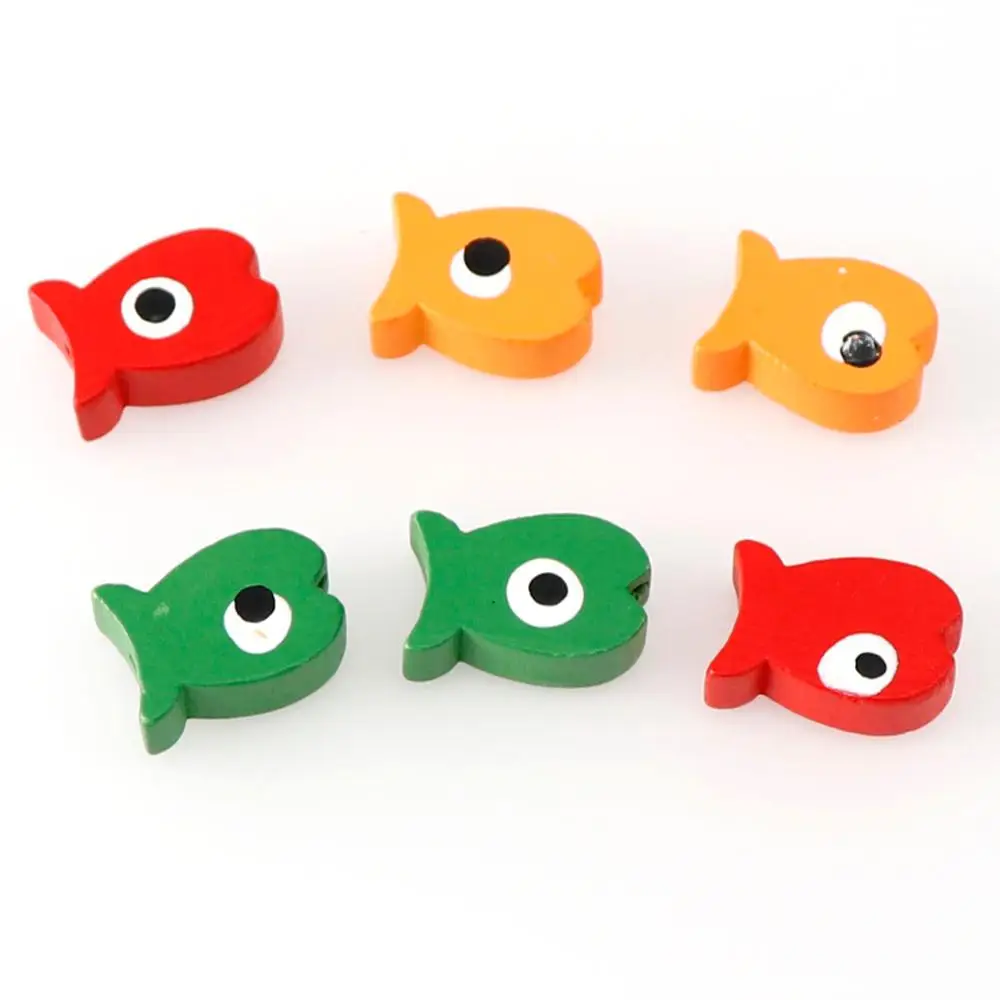25 шт. милые Мультяшные рыбки яркие деревянные бусины для изготовления ювелирных