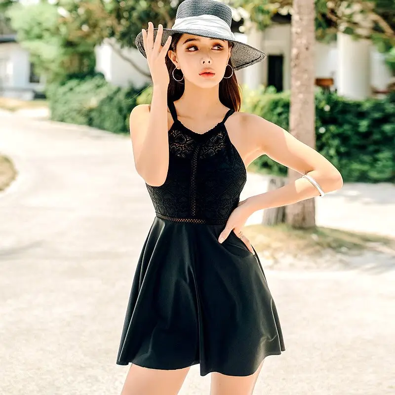 

Factory Direct Sales Swimsuit Female Belly Sexy One-Piece Skirt Conservative High Waist Korean Hot Spring Swimming Suit