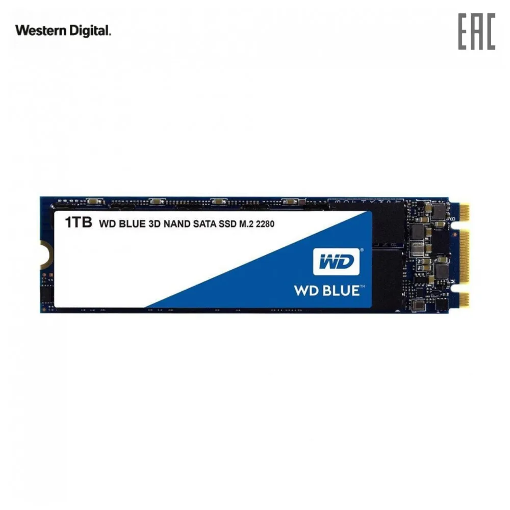 Твердотельный накопитель SSD WD Blue 3D NAND WDS100T2B0B 1ТБ M2.2280 SATA III (TLC)|Внутренние