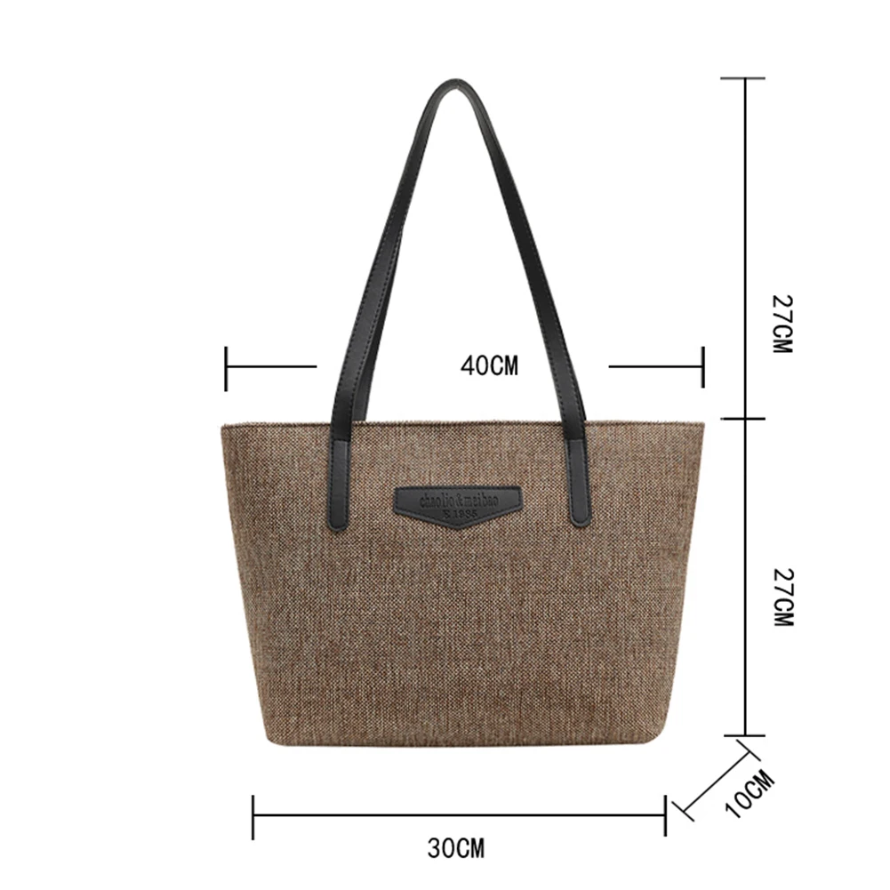

Fashion Hit Color Shoulder Tote Bags for Women 2020 Simple Leather Linen Shopping Street Crossbody Pouch Large Capacity Handbag
