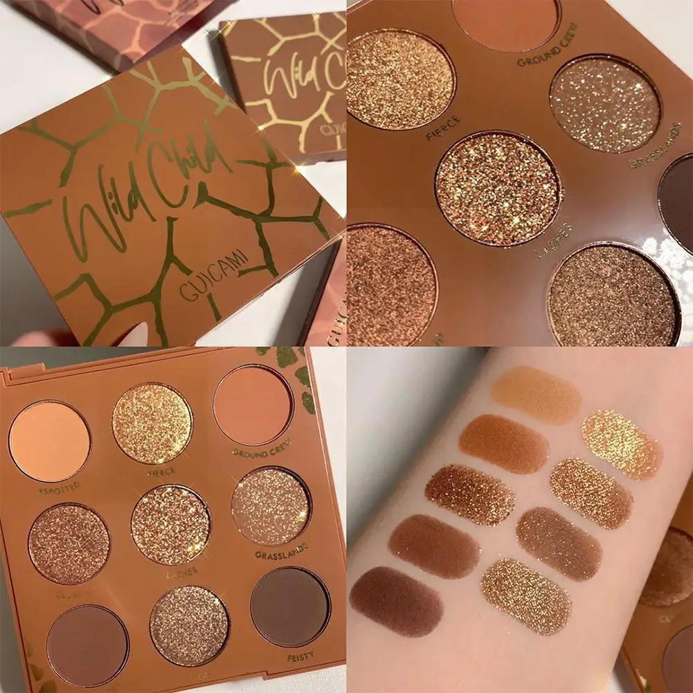 

9 Colors Rich Warm Chocolate Wild Child Eyeshadow Palette Shimmer Glitter Brown Eye Nude Shadow Matte Makeup Palette Pigmen C6Z0
