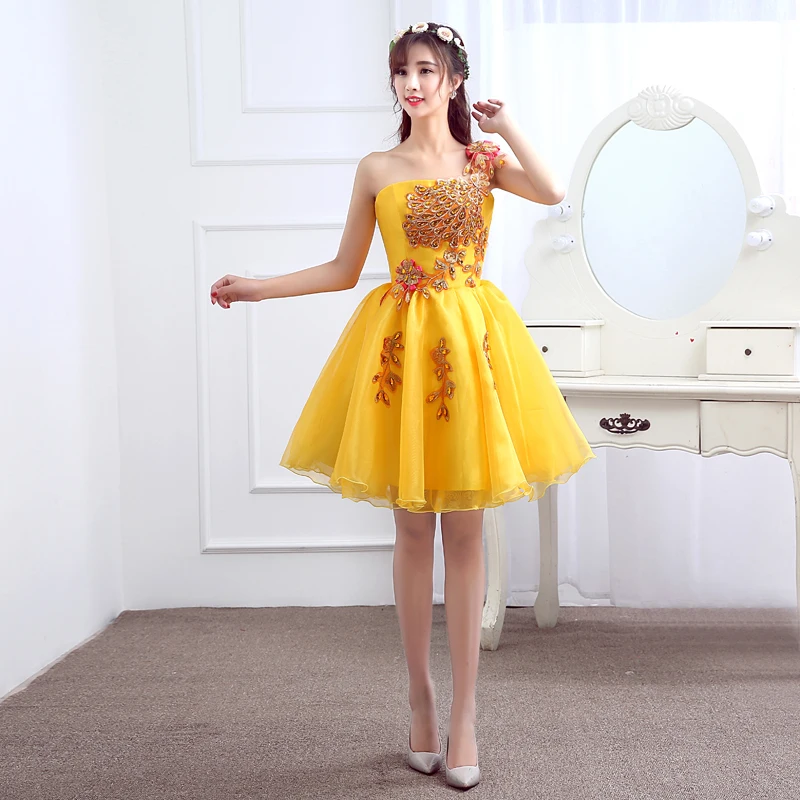 Новое поступление золотистые короткие женские вечерние платья принцессы для