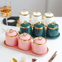 light luxury phnom penh emerald dressing can set ceramic seasoning box seasoning bottle salt msg can kitchen home with lid