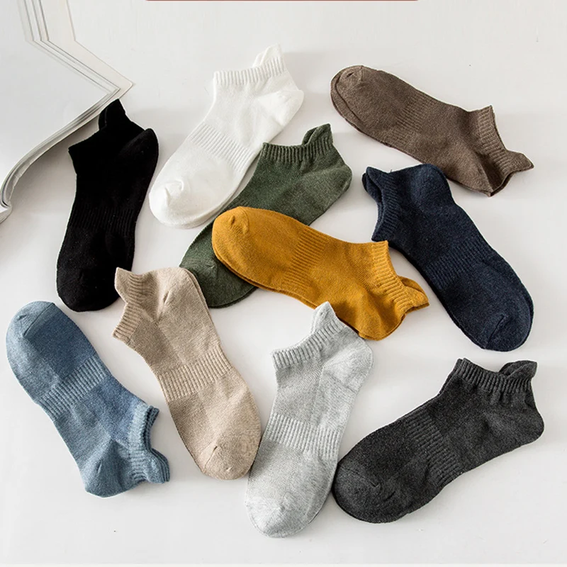 

5Pairs/Lot Men's Cotton Socks Sports Short Breathable Ankle Socks Male Sock High Quality Running Large Size EU39-48