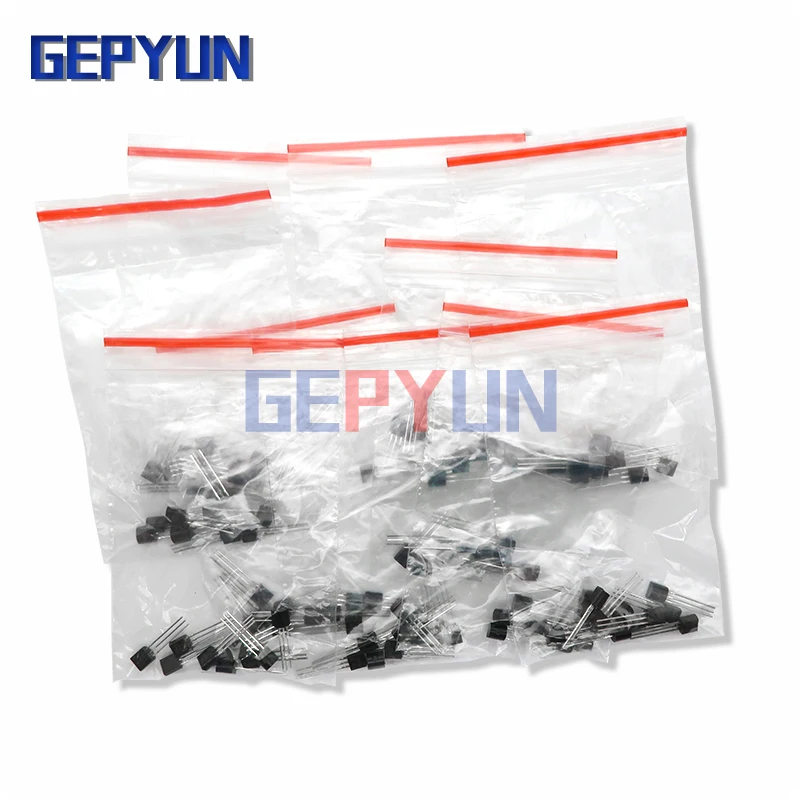 BC337 BC327 2N2222 2N2907 2N3904 2N3906 S8050 S8550 A1015 C1815 10 значений x10pcs = 100 набор транзисторов (TO-92) |