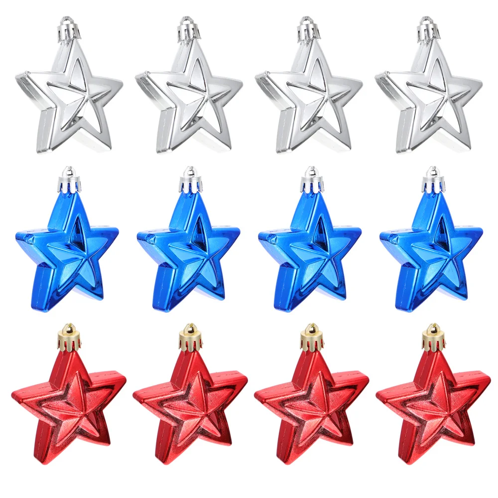 

12Pcs Hanging Pentastar Independence Day Ornaments Festival Prop Party Hanging Decor