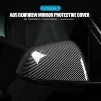 car rearview mirror cover for tesla model 3 abs carbon fiber black matte protection 2pcsset exterior modification accessories