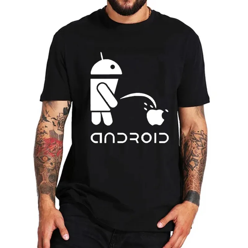 Мужские футболки с надписью android 2019 мужские Забавные принтом логотипа Apple Humor на