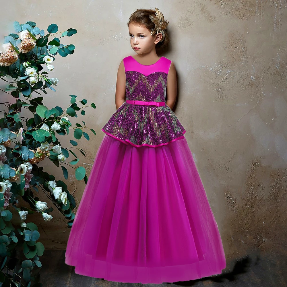 Детское платье с блестками для девочек вечернее принцессы на день рождения
