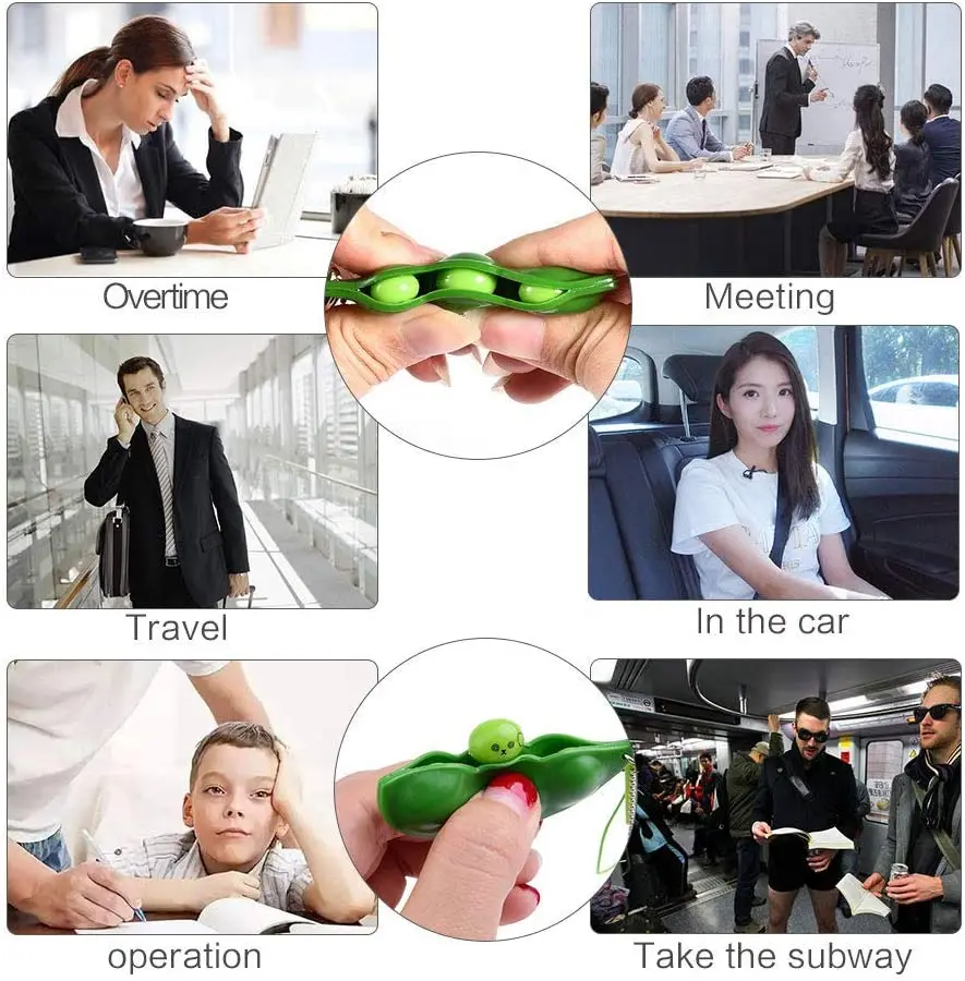 

ZK22 Infinite Squeeze Peas Beans Keychain Pop It Fidget Squeeze Bean Decompression Squeeze Anti Stress Adult Figet Stress Toy