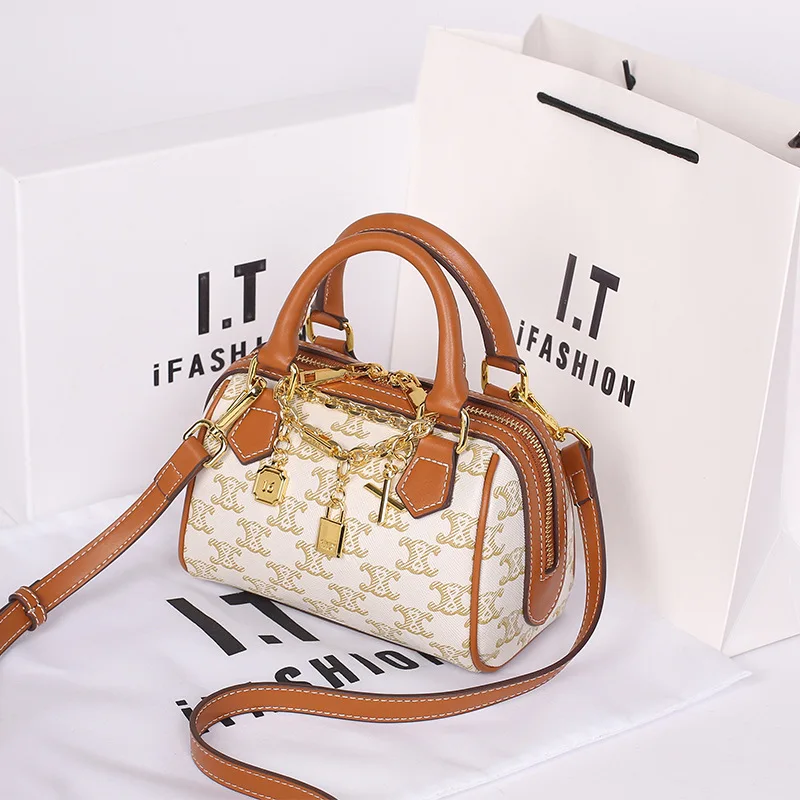 

Women Full Part Cow Leatehr Bag 2021 New Fashion Mini Presbyopia Boston Pillow Bags Luxury Designer Purses and Handbags Monogram