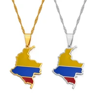 anniyo colombian map flag pendant necklaces women girls silver colorgold color colombia jewelry map of colombia chains 119821