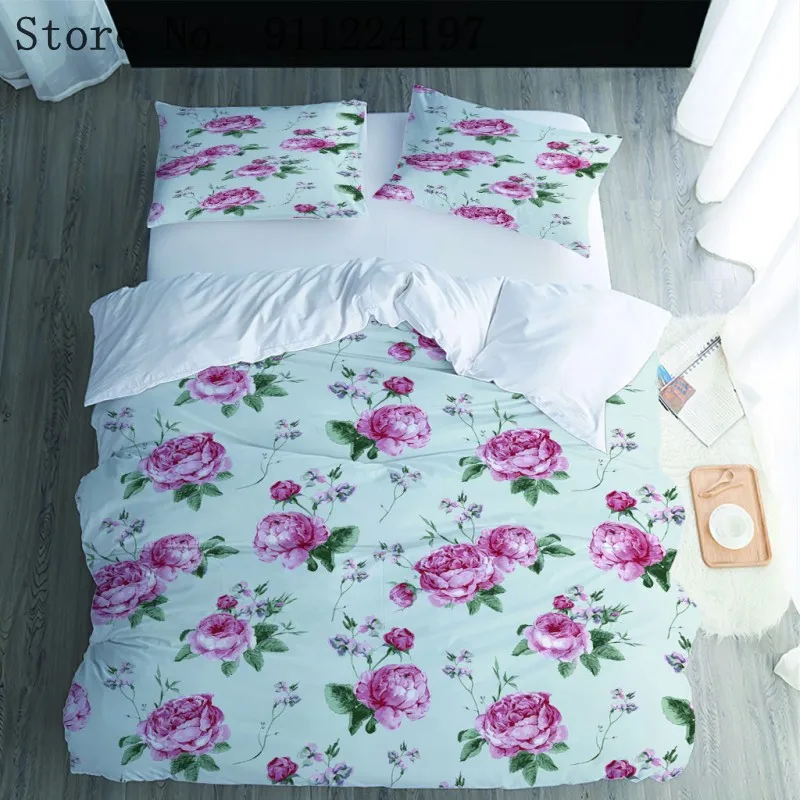 

3pcs Plant Flowers Duvet Cover Pillowcase 220x240 /200x200 /229x229,Single Double Queen King Size, Quilt Covers ,Bedding Set