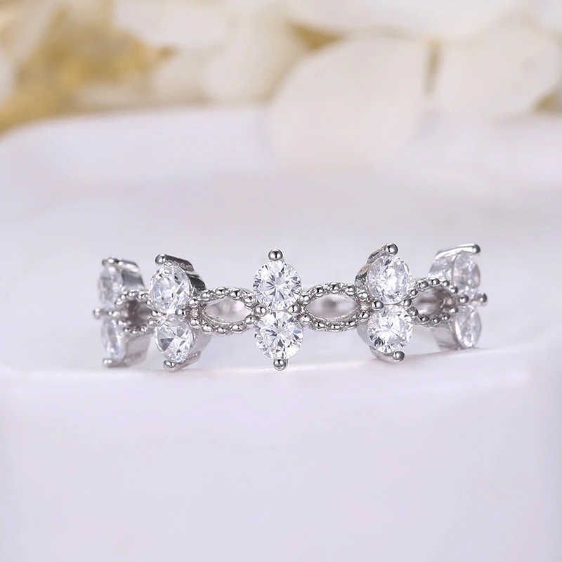 Женское Обручальное Кольцо PHOEBEJEWEL Настоящее серебро 925 пробы с прозрачным