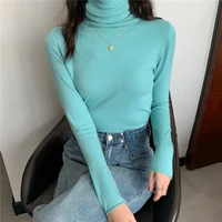 white turtleneck sweater womens pullovers autumn 2021 knitted loose inside pile collar long sleeve top women sweater jumpers