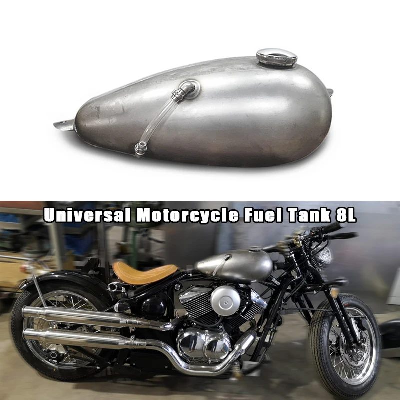

8L Universal Petrol Gas Fuel Tank For Motorbike Motorcycle Gastank Vintage W/ Cap Retro Modified Handmade Gasoline Fuel Oil Can