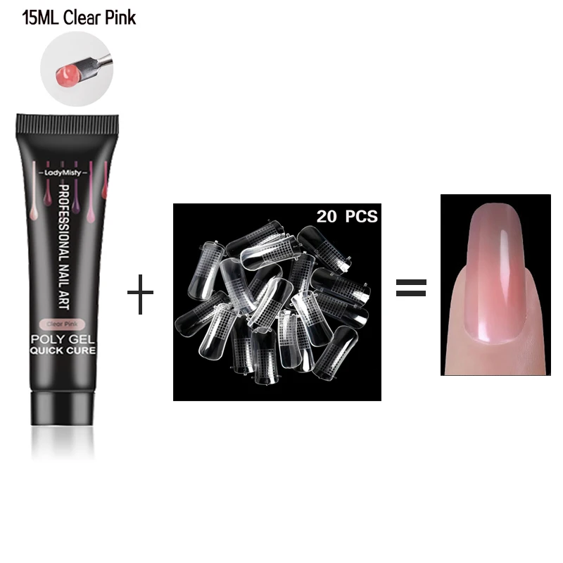 clear pink set 1 4 шт./компл. поли гель для ногтей Удлинитель Набор с Форма ногтей советы 4 цвета гель набор быстрое строительство для ногтей для наращивания ногтей кисть - Цвет: clear pink set 1