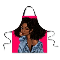 waterproof kitchen apron afro black girl 3d print unisex chef cooking accessories aprons for women adjustable sleeveless apron