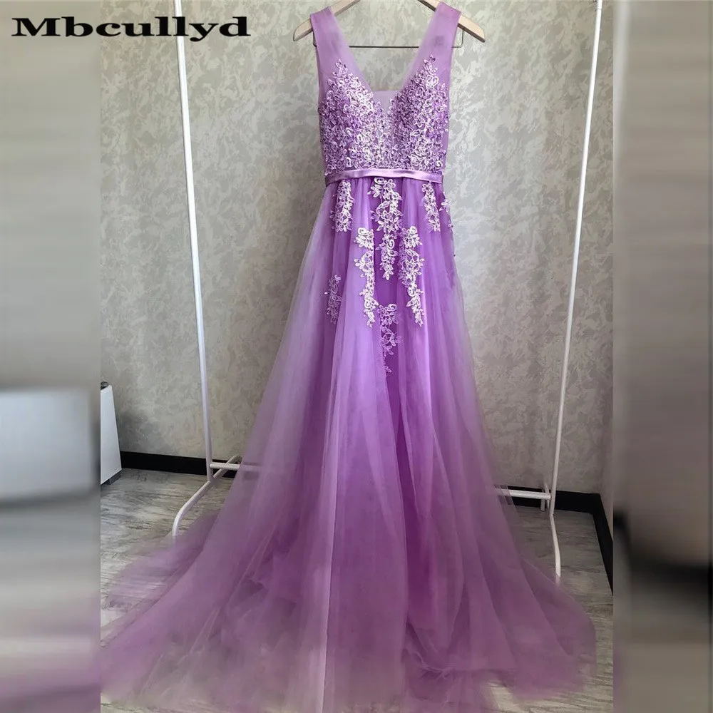 Платье для выпускного вечера Mbcullyd длинное платье сиреневого цвета с кружевной